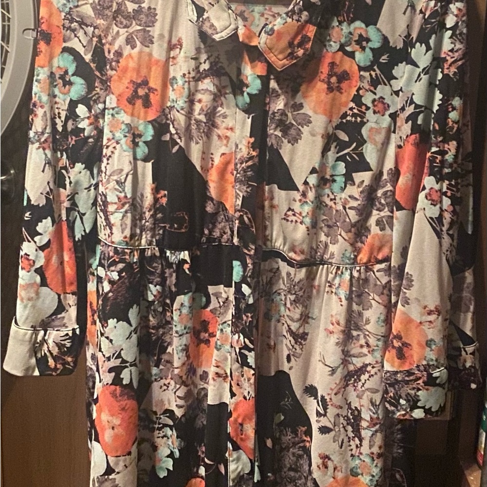 Japanese flare, 3/4 sleeve babydoll blouse, button up, 100% Nylon material